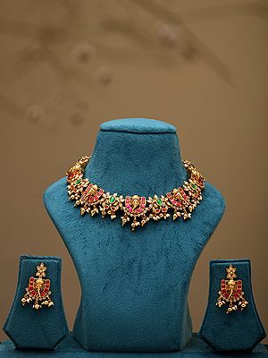 Temple-Style Lord Ganesha Traditional Necklace and Earrings Set