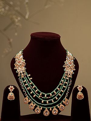Kundan Stone Studded Multi-Layer Royal Rani Haar Set With Ghungroo