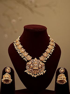 Goddess Lakshmi Traditional South Indian Necklace and Earring Set