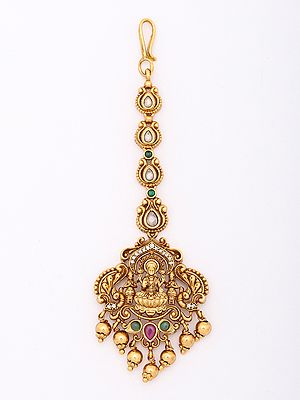 Stone Studded Goddess Lakshmi Maang Tikka