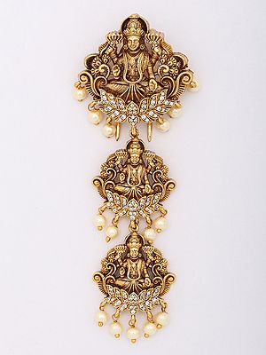 Traditional South Indian Stone Studded Goddess Lakshmi Jadai Nagam