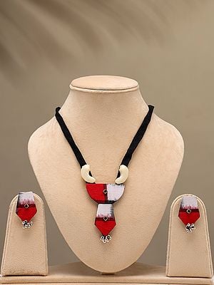 Handloom Sambalpuri Fabric Necklace Set with Earrings