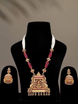 Goddess Lakshmi Temple Necklace Set with Earrings