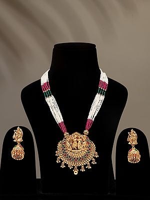 Multi Strand Radha Krishna Necklace and Earrings Set