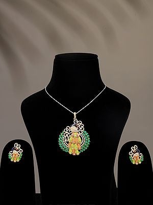 Designer Peacock Pendant and Earrings Set with Cubic Zirconia