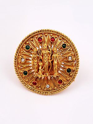 Adjustable Stone Studded Ram Darbar Round Shape Ring