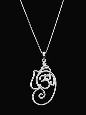 Sterling Silver Om Ganesha Pendant