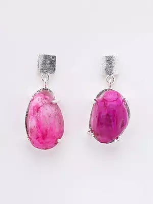 Pink Solar Druzy Dangle Earrings