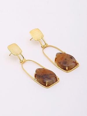 Teardrop Shaped Agate Dangle Earrings