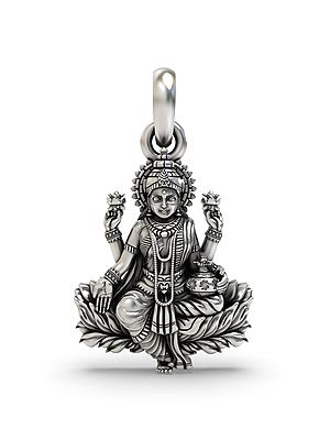Goddess Lakshmi Seated on Lotus Pendant