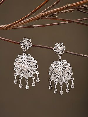 Sterling Silver Filigree Earrings with Floral Design
