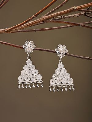 Tarakasi Filigree Sterling Silver Dangle Earrings with Cascading Design