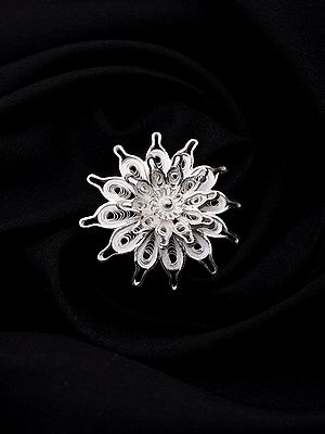 Sterling Silver Filigree Floral Adjustable Ring