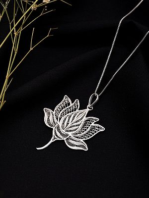 Sterling Silver Lotus Filigree Pendant