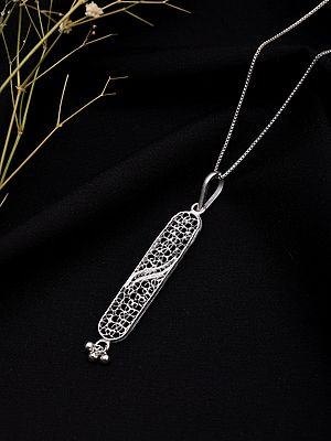 Intricate Filigree Sterling Silver Long Pendant
