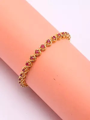 Elegant Sterling Silver Tennis Bracelet with Natural Rubies