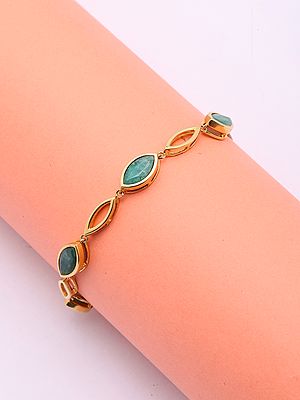 Adjustable Sterling Silver Bracelet Featuring Emerald Gems