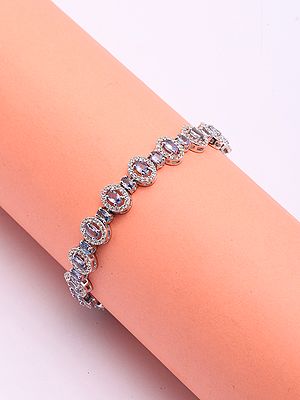 Oval-Cut Faceted Tanzanite Sterling Silver Bracelet