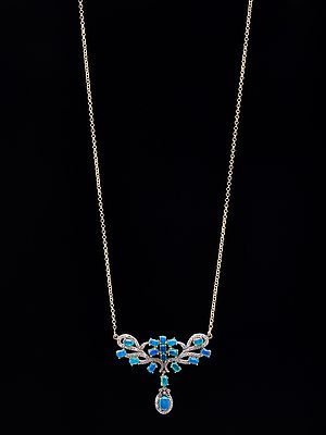 Sterling Silver Necklace with Faceted Aquamarine Gemstones