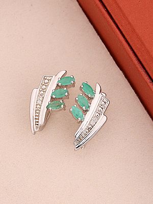 Faceted Emerald Sterling Silver Stud Earrings