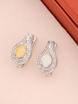 Pear Shaped Ethiopian Opal Sterling Silver Earrings
