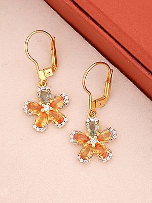 Multi-Gemstone Floral Leverback Earrings