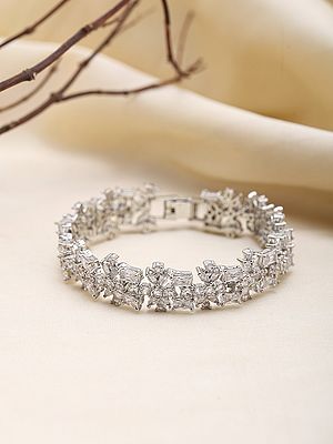 Baguette & Round Cut Diamond Floral Bracelet