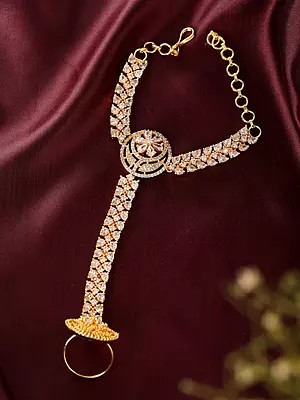 Adjustable Stone Studded American-Diamond Hand Harness (Hathphool)