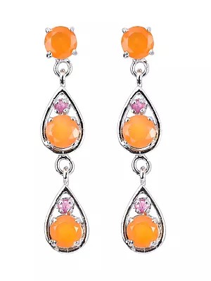 Faceted Sterling Silver Teardrop Dangling Earrings