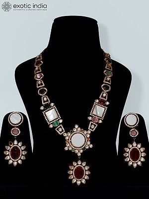 Traditional Jewelry Stone Studded Necklace Set With Earrings