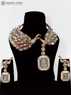 Beautiful Designer Peacock Necklace Set With Earrings | Indian Fashion Jewelry