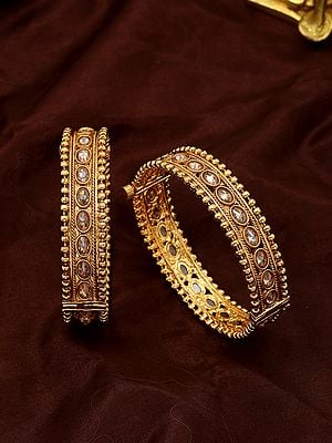 White Stone Studded Openable Bangles (Set of 2)