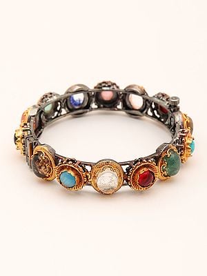 Multicolor Stone Studded Openable Bangle