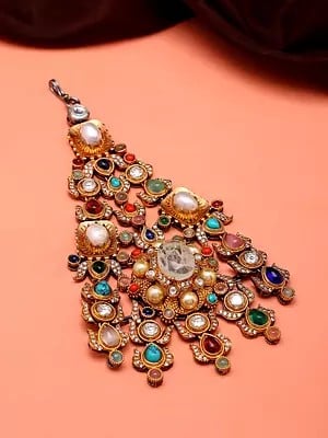 Multicolor Stone Studded Prajna Jhoomar (Passa)