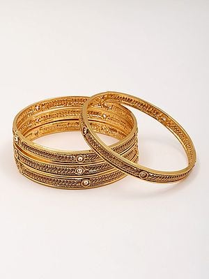 Stone Studded Copper Bangles (Set of 4 )