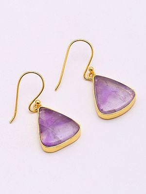 Triangle Shape Star Amethyst Hook Earrings