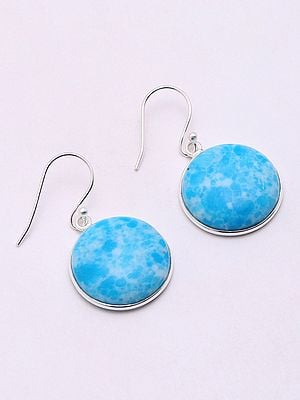 Round Shape Faceted Larimar Earrings