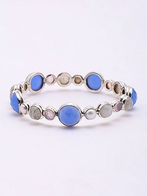 Round Shaped Faceted Multi Gemstone Bracelet