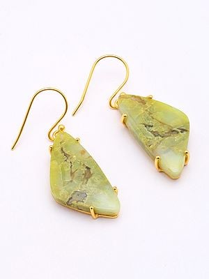 Green Opal Gemstone Hook Earrings