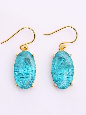 Oval Shaped Chrysocolla Earrings