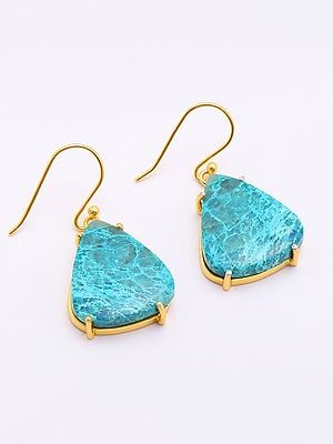 Triangular Shape Chrysocolla Hook Earrings