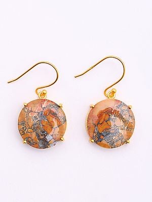 Round Shape Maligano Jasper Hook Earrings