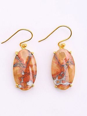 Oval Shaped Maligano Jasper Earrings