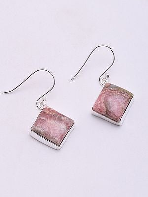 Rhombus Shape Rhodochrosite Hook Earrings