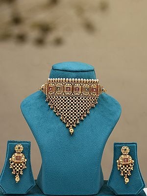 Rajwadi Style Choker and Earrings Set