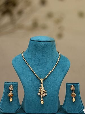 Fluting Krishna Necklace Set with Earrings