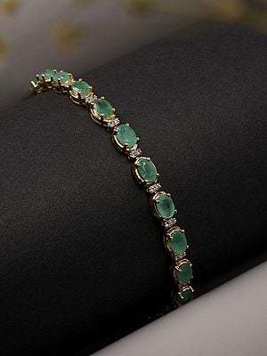 Oval Shape Faceted Emerald Tennis Bracelet