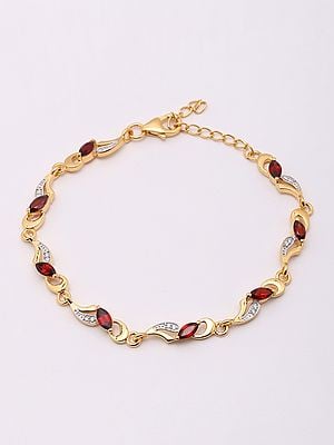 Sterling Silver Bracelet with Garnet and White Topaz