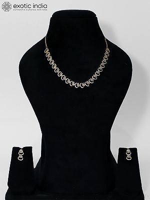 Elegant Gold-Tone American Diamond Necklace & Earring Set With Sparkling Stone Embellishments