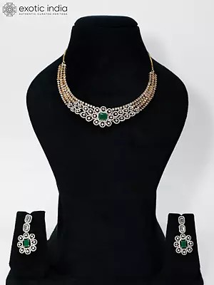Stunning American Diamond Necklace Stone Studded Set With Elegant Earrings